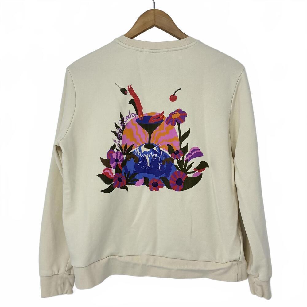 Scotch & Soda Cream Sweatshirt with Colorful Graphic Print Women's size Small